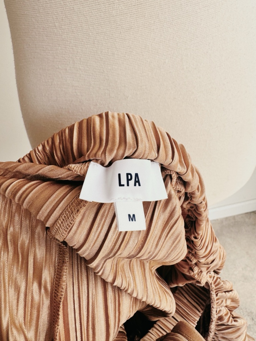 LPA Baina Pleated Halter Cutout Jumpsuit Tan Size M - Picture 8 of 8